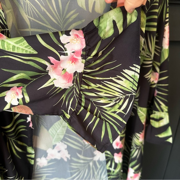 Cupshe Gabby Open Front‎ Loose Waisted Cover Up Floral Black Kimono - Picture 5 of 13